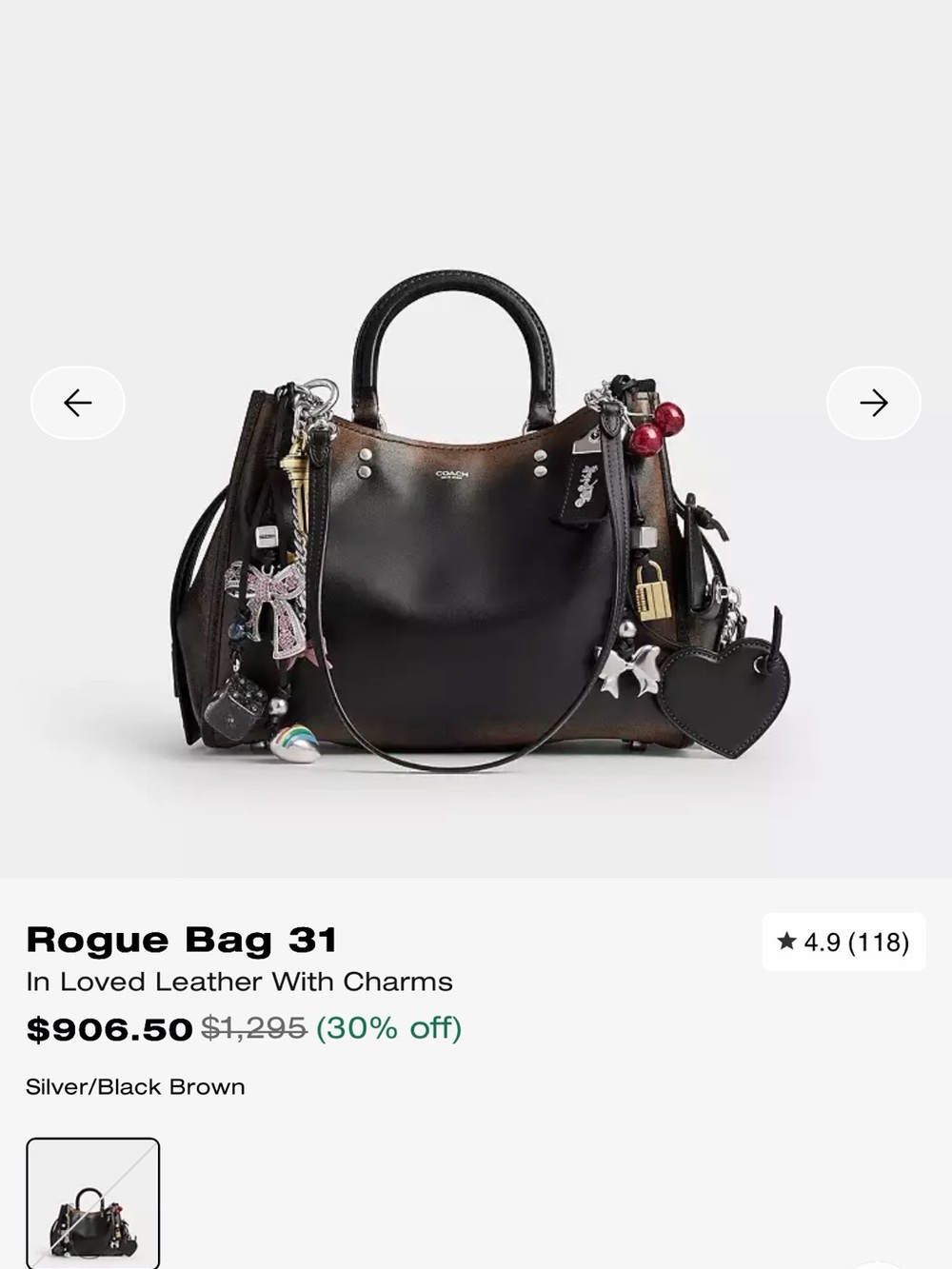 ISO Coach Rogue 31 Loved Leather with Charms